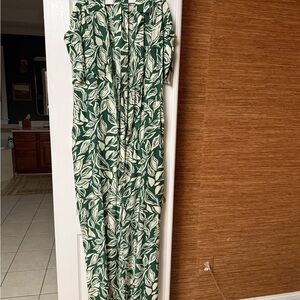 Leaf Print Green and White Jumpsuit